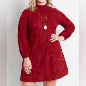 Maurice’s Wine Ribbed Mock Neck Shift Dress